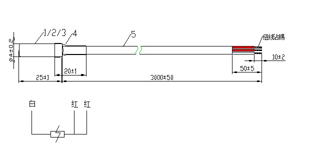 PT100/PT1000 铂电阻温度传感器CAD图